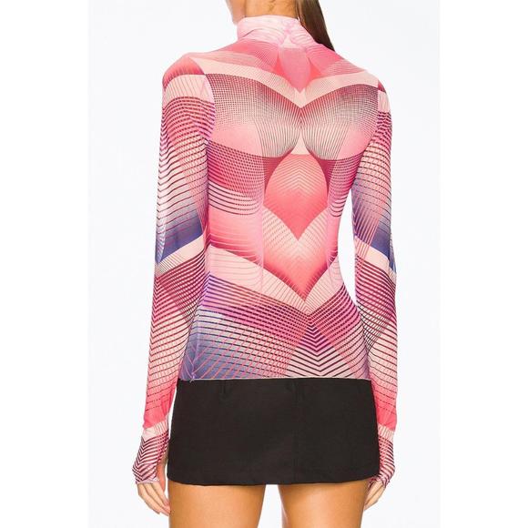 NEW AFRM zadie power mesh turtleneck top in modern geo - Picture 3 of 3